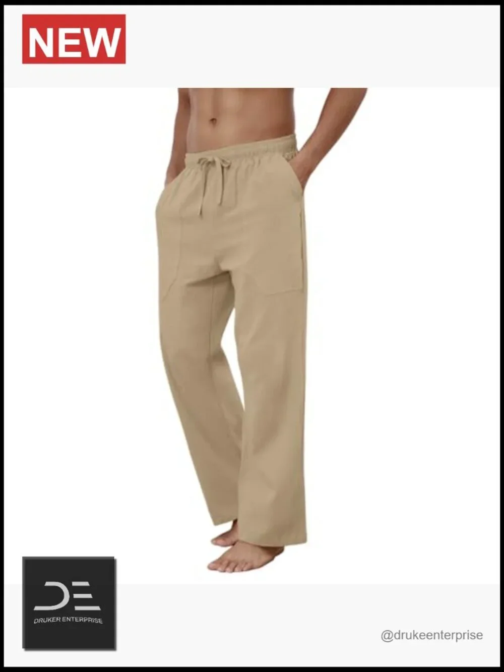 Cotton Linen Drawstring Loose Fit Casual Pants Beach Joggers